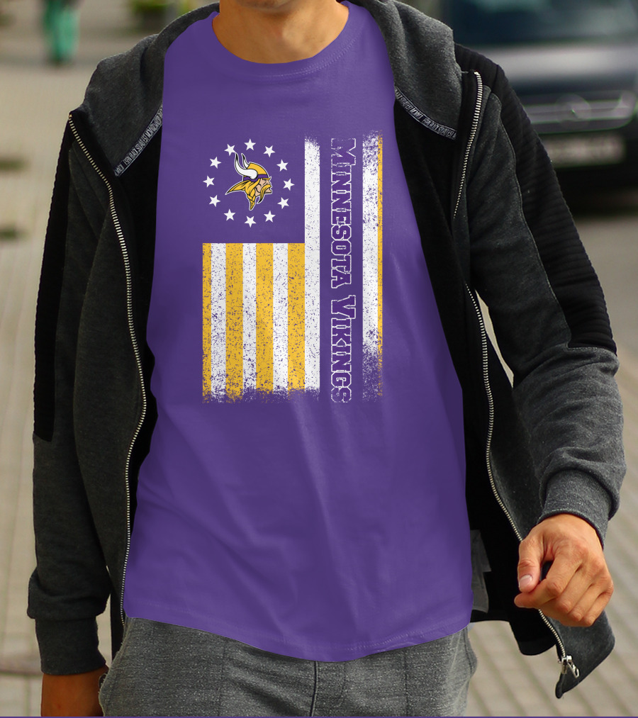 Minnesota Vikings American Flag Stars And Stripes T-Shirt