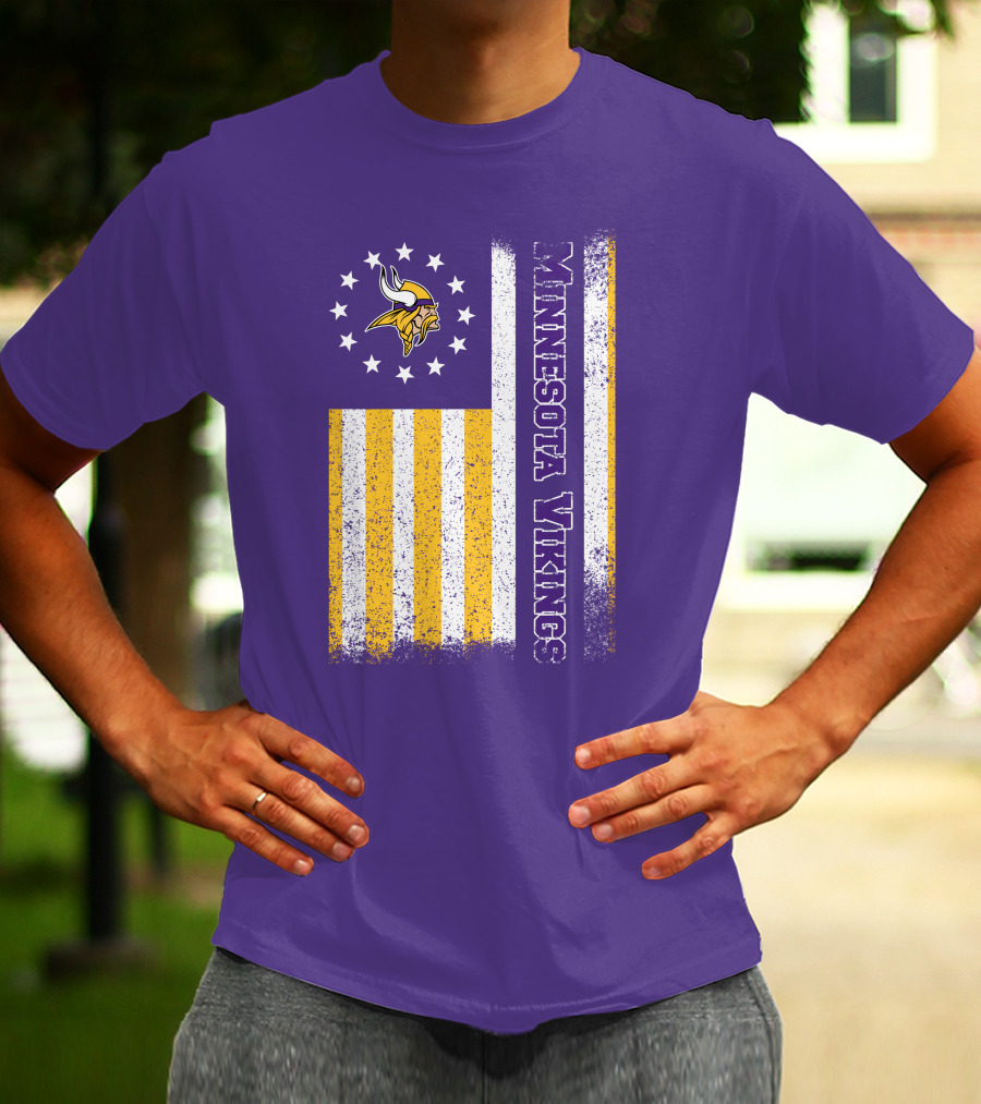Minnesota Vikings American Flag Stars And Stripes T-Shirt