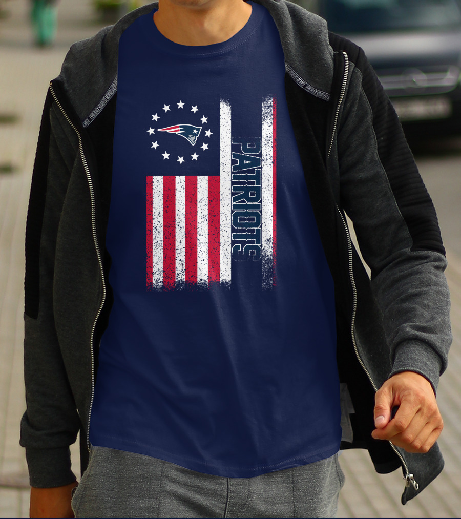 New England Patriots American Flag Patriots Logo Stars And Stripes T-Shirt