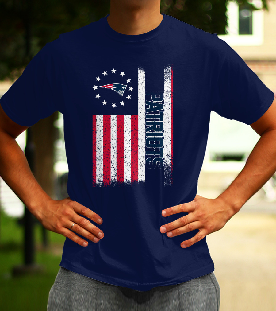 New England Patriots American Flag Patriots Logo Stars And Stripes T-Shirt