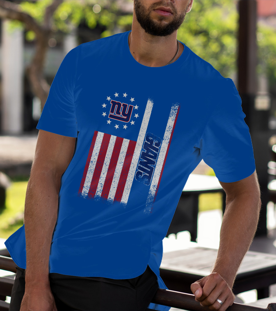 New York Giants Stars And Stripes American Flag T-Shirt