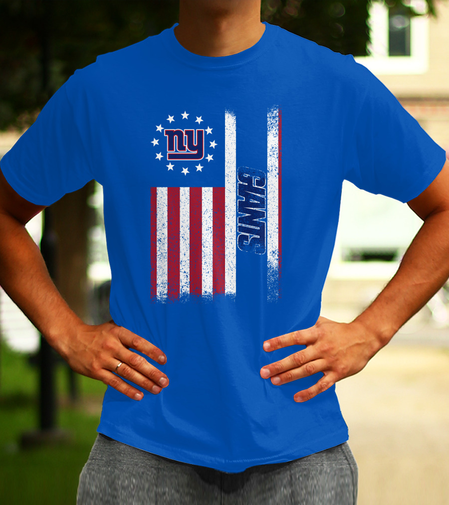 New York Giants Stars And Stripes American Flag T-Shirt
