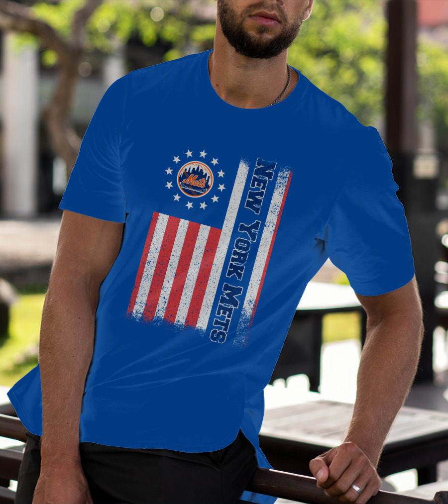 New York Mets American Flag Stars Stripes T-Shirt