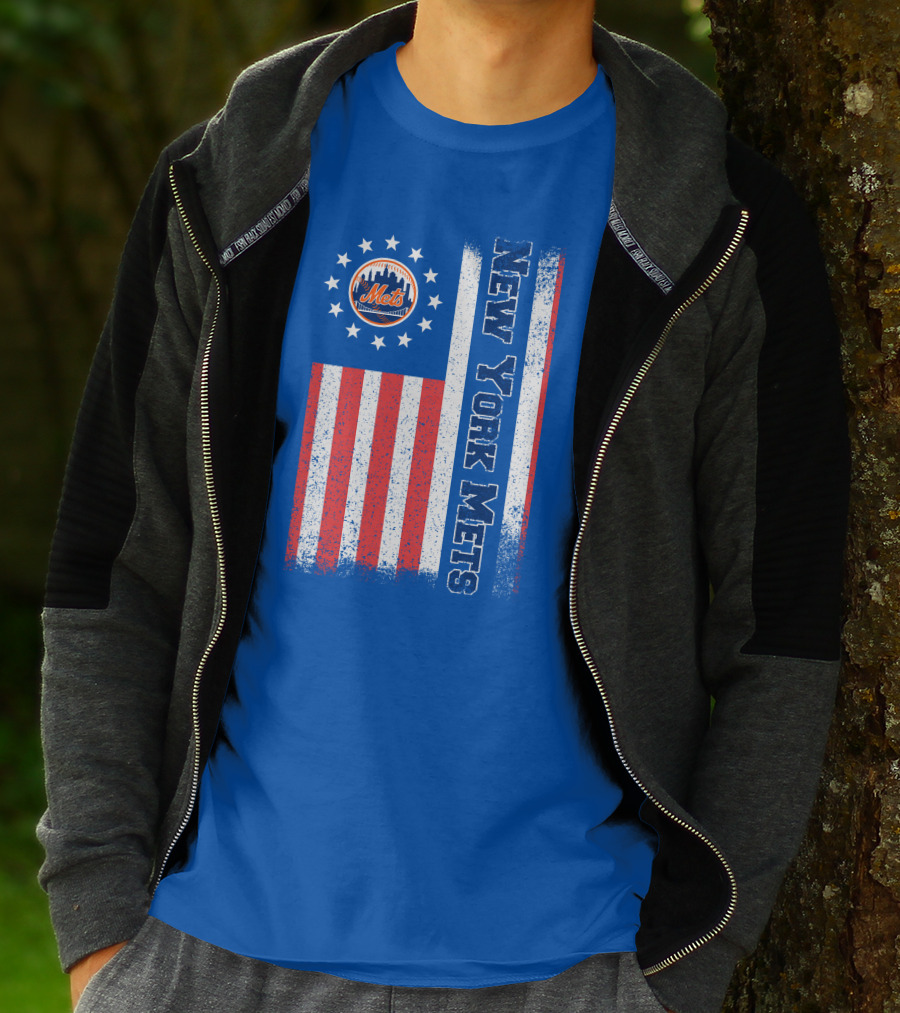 New York Mets American Flag Stars Stripes T-Shirt