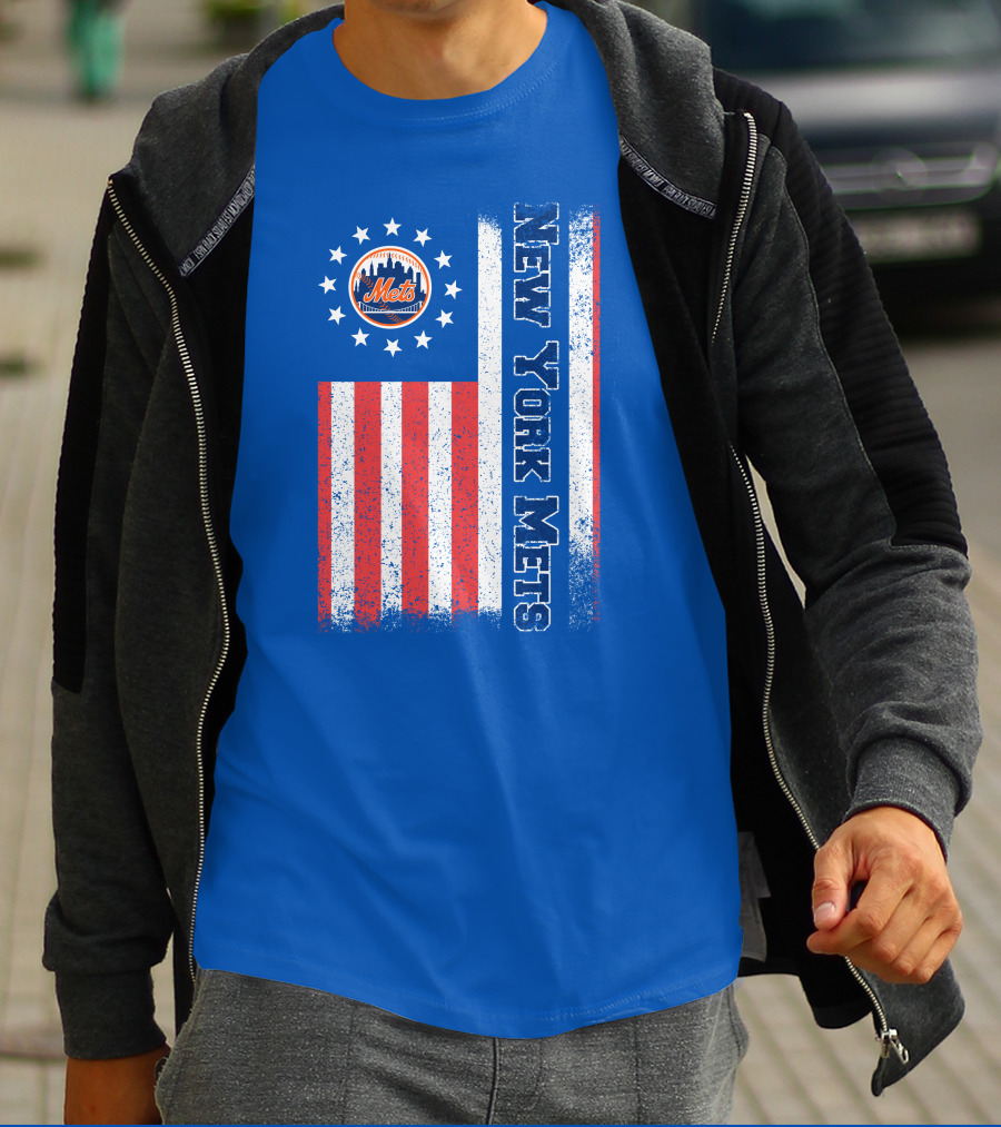 New York Mets American Flag Stars Stripes T-Shirt