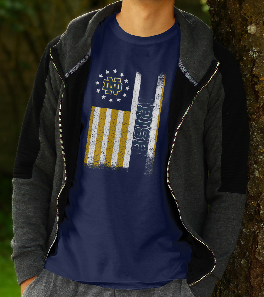Notre Dame Fighting Irish American Flag Nd T-Shirt