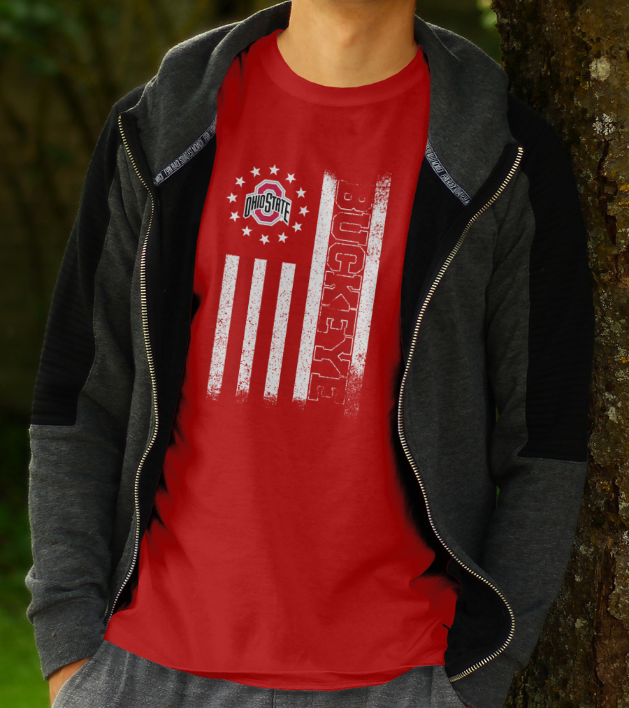Ohio State Buckeye Stars And Stripes American Flag T-Shirt