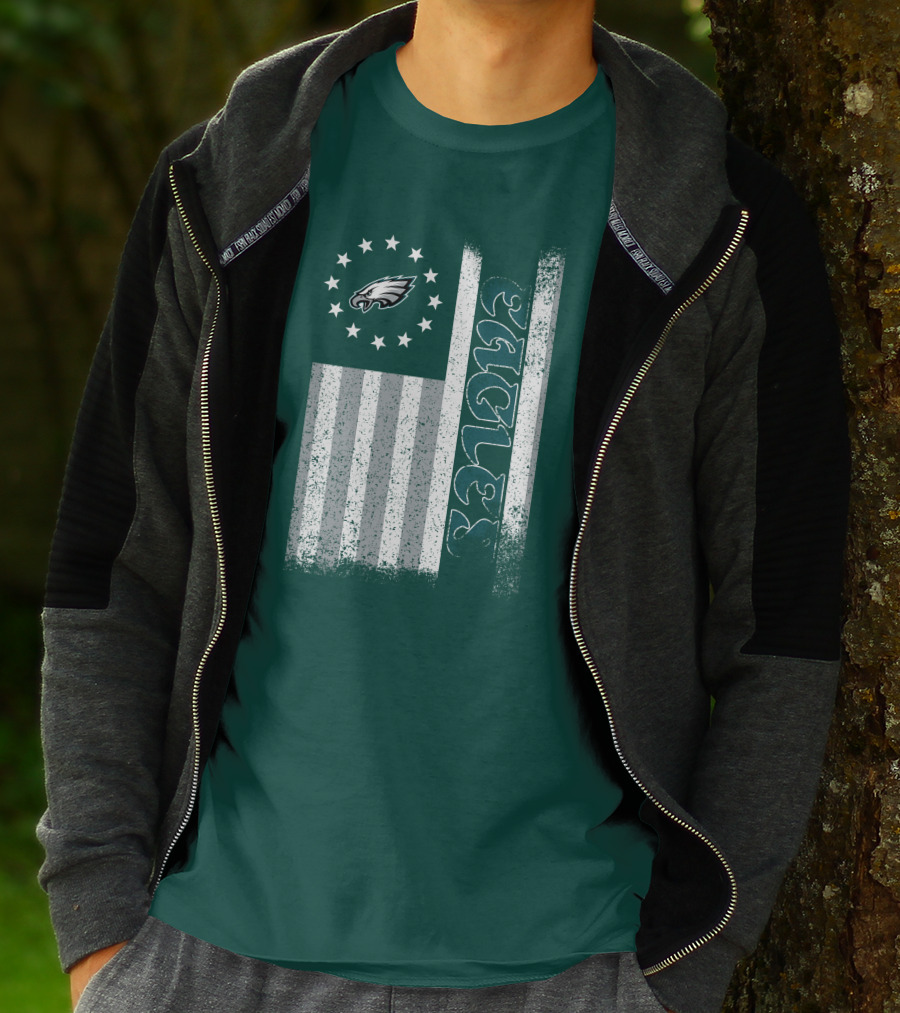 Philadelphia Eagles Stars And Stripes American Flag T-Shirt