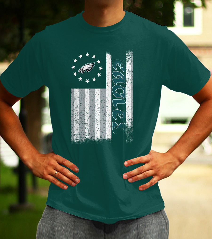 Philadelphia Eagles Stars And Stripes American Flag T-Shirt