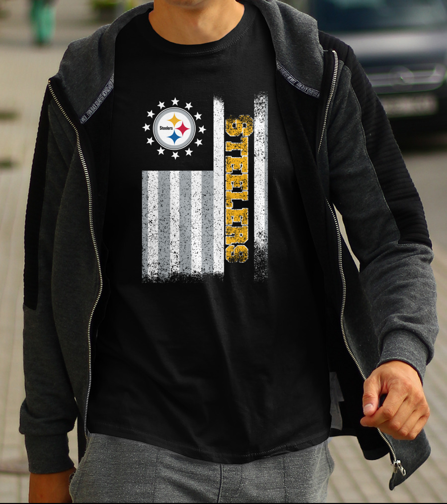 Pittsburgh Steelers American Flag Stars And Stripes T-Shirt