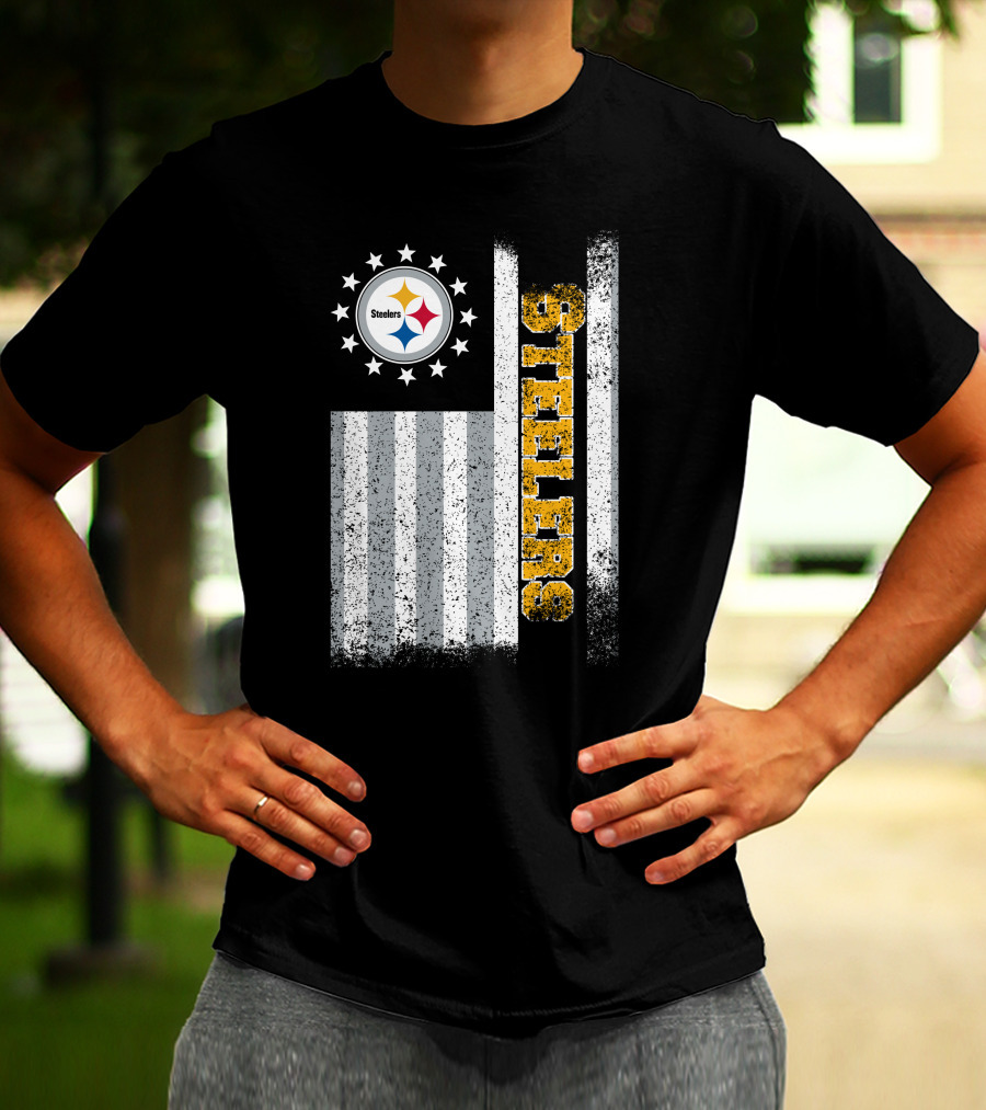 Pittsburgh Steelers American Flag Stars And Stripes T-Shirt
