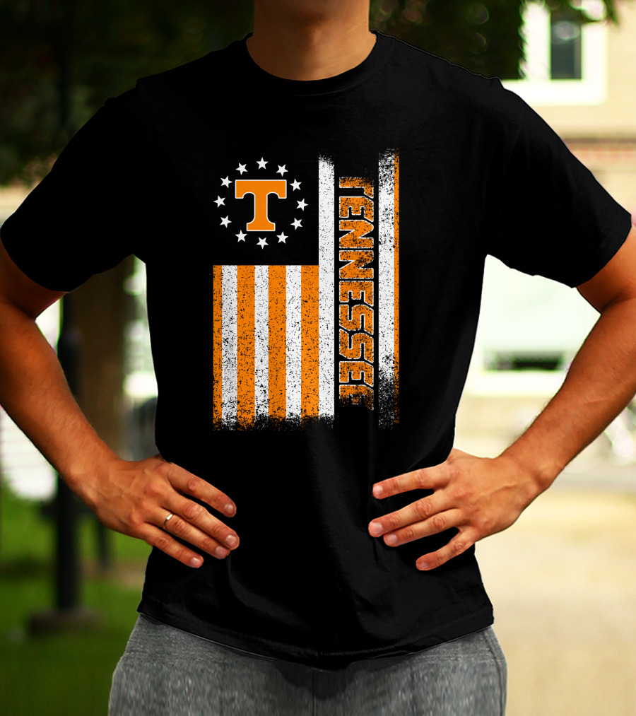 Tennessee Volunteers American Flag Stars And Stripes Vintage Look T-Shirt
