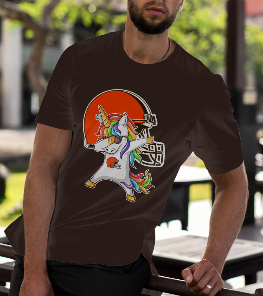 Cleveland Browns Unicorn Dabbing With Helmet T-Shirt