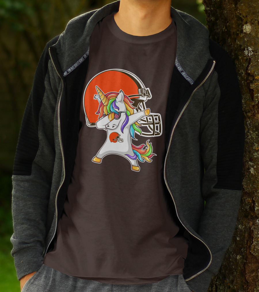 Cleveland Browns Unicorn Dabbing With Helmet T-Shirt