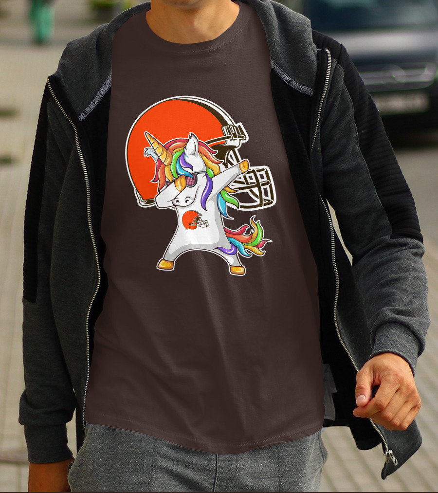 Cleveland Browns Unicorn Dabbing With Helmet T-Shirt