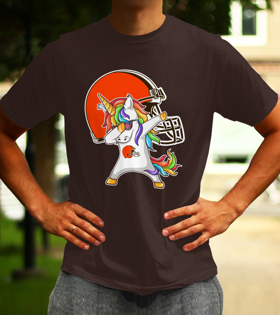 Cleveland Browns Unicorn Dabbing With Helmet T-Shirt