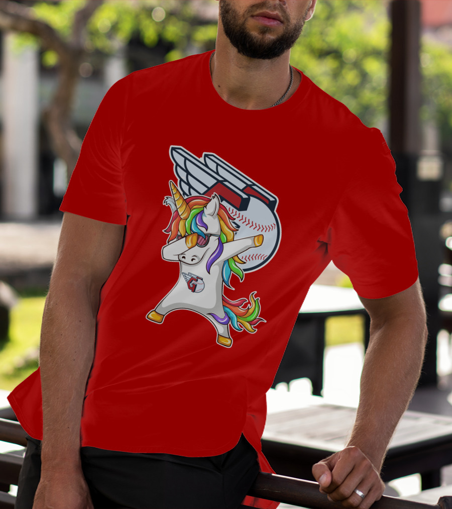 Cleveland Guardians Baseball Unicorn Dabbing With Winged Ball T-Shirt