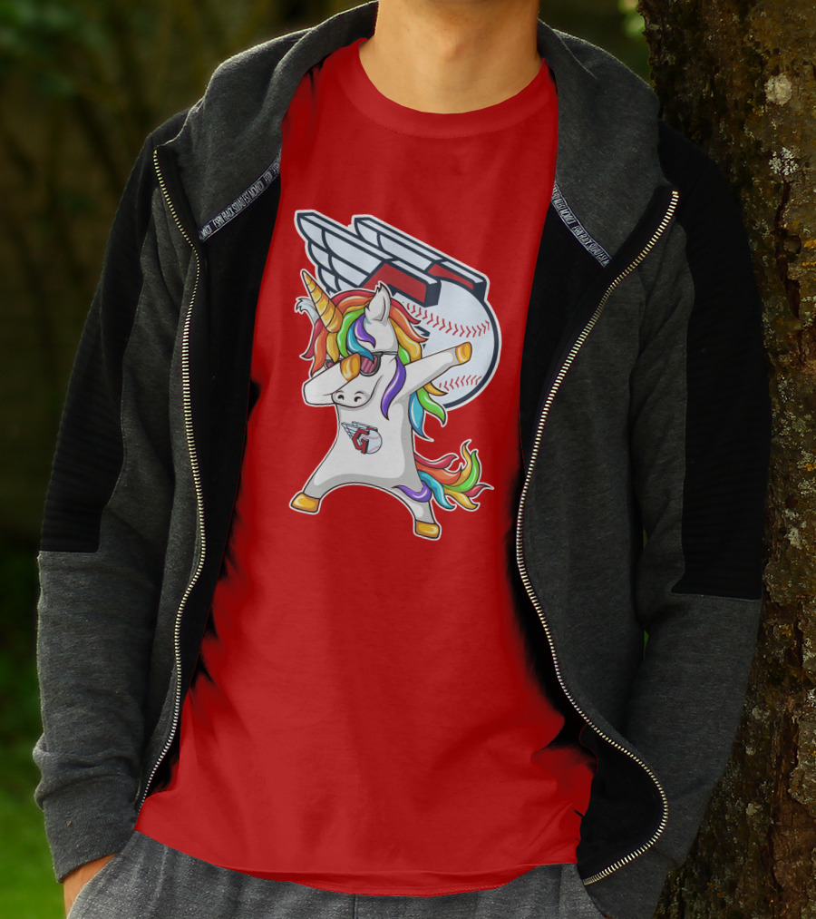 Cleveland Guardians Baseball Unicorn Dabbing With Winged Ball T-Shirt