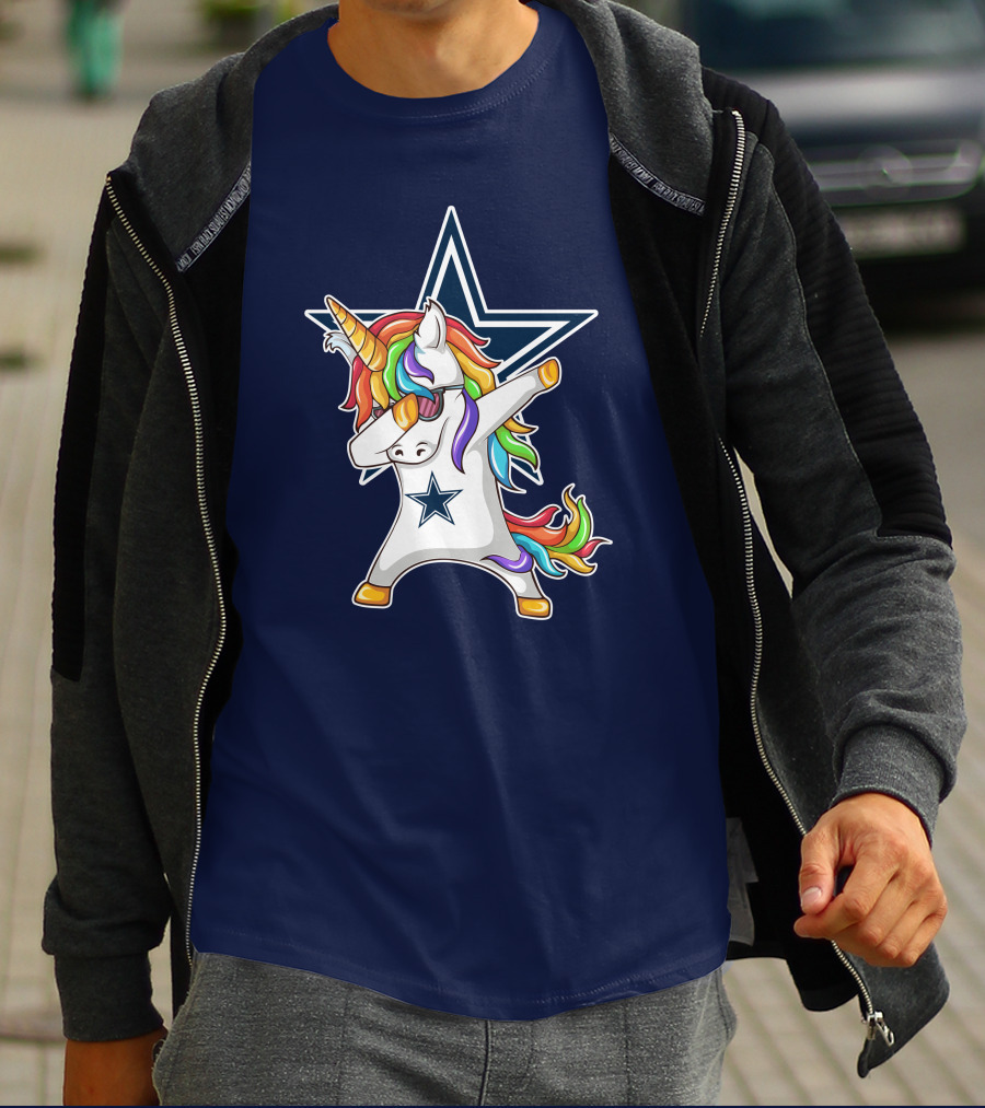Dallas Cowboys Unicorn Dabbing Star Rainbow T-Shirt