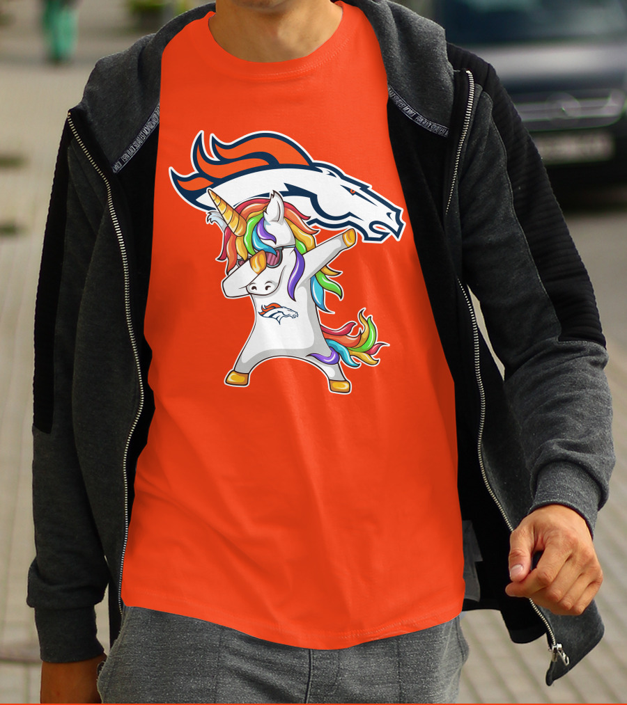 Denver Broncos Unicorn Dabbing NFL Sports Fan T-Shirt