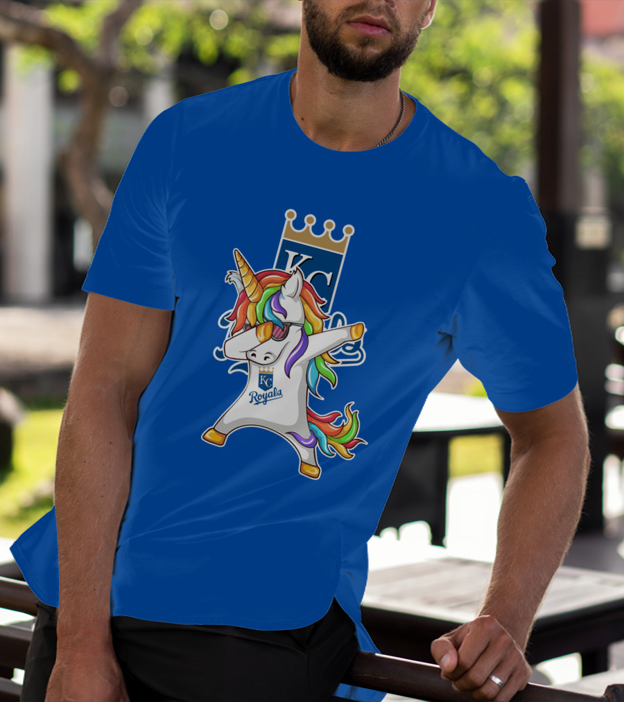 KC Royals Unicorn Dabbing With Rainbow Mane T-Shirt