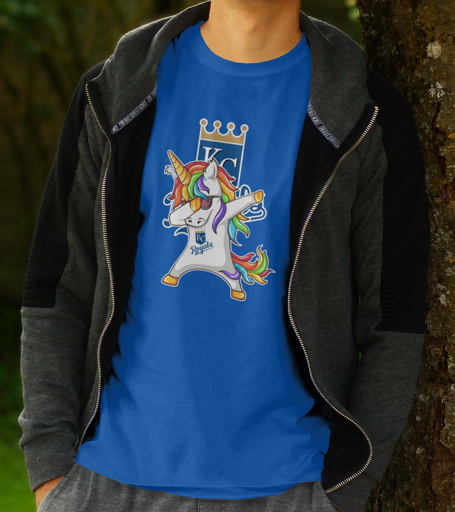 KC Royals Unicorn Dabbing With Rainbow Mane T-Shirt