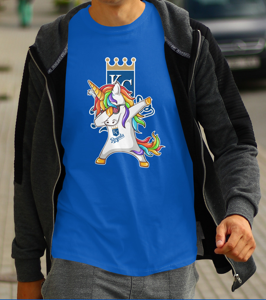 KC Royals Unicorn Dabbing With Rainbow Mane T-Shirt
