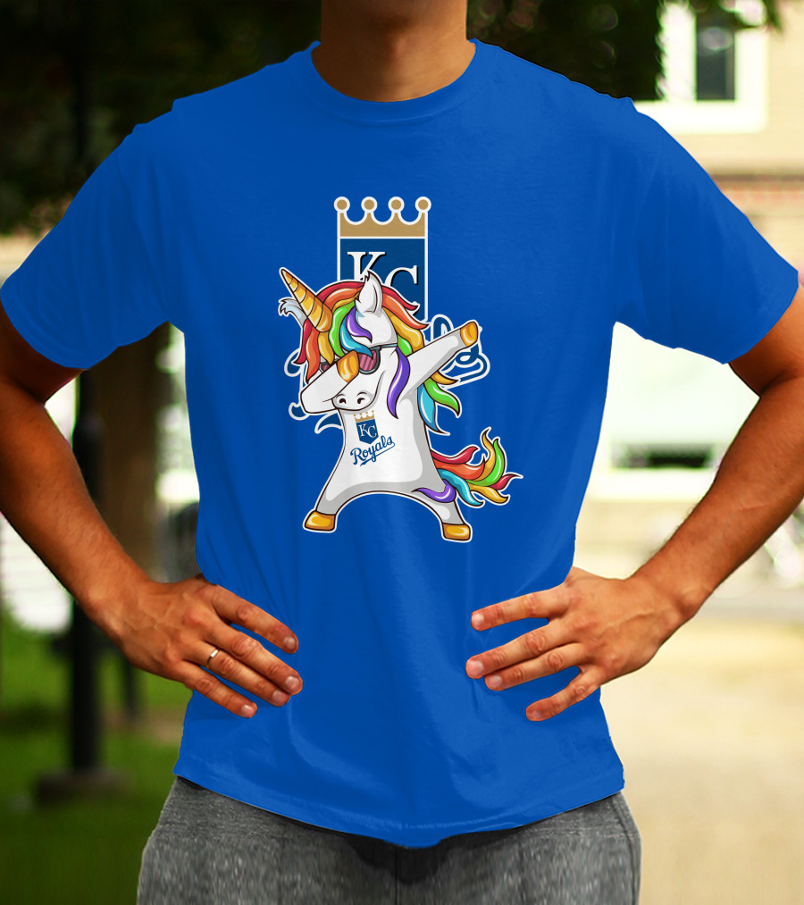 KC Royals Unicorn Dabbing With Rainbow Mane T-Shirt