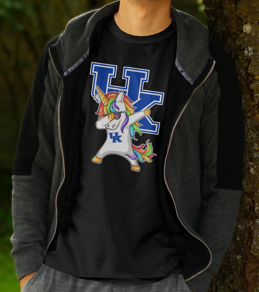 Kentucky Wildcats Unicorn Dabbing UK Logo Rainbow Mane T-Shirt
