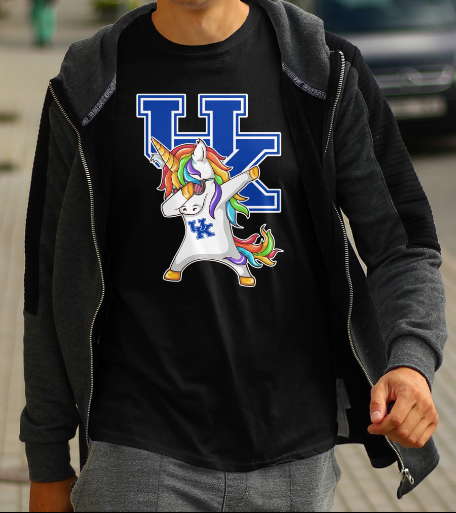 Kentucky Wildcats Unicorn Dabbing UK Logo Rainbow Mane T-Shirt