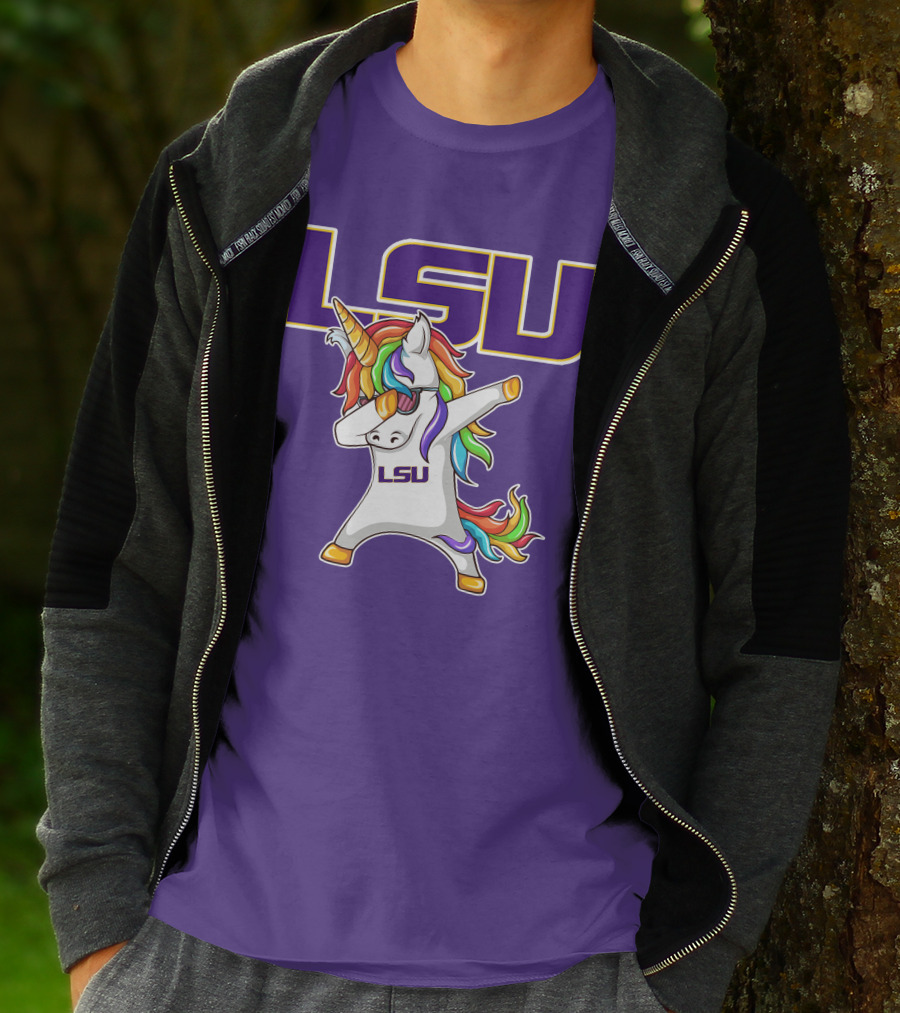 LSU Tigers Unicorn Dabbing Rainbow Mane T-Shirt
