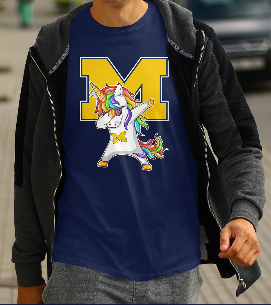 Michigan Wolverines Unicorn Dabbing M T-Shirt