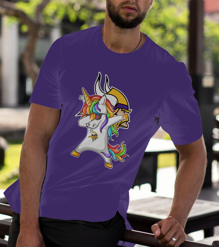Minnesota Vikings Rainbow Unicorn Dabbing T-Shirt