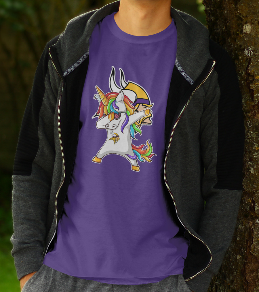 Minnesota Vikings Rainbow Unicorn Dabbing T-Shirt