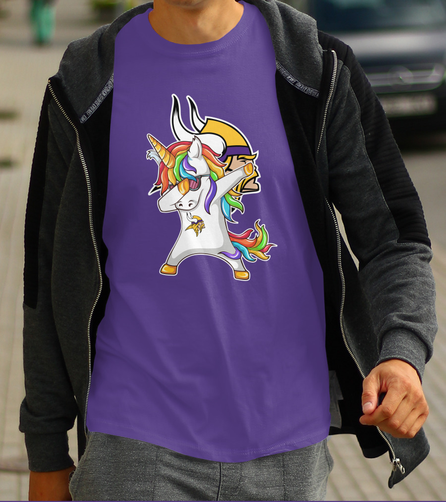Minnesota Vikings Rainbow Unicorn Dabbing T-Shirt