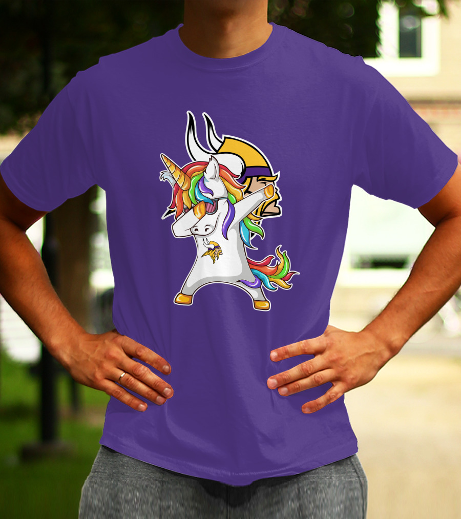 Minnesota Vikings Rainbow Unicorn Dabbing T-Shirt
