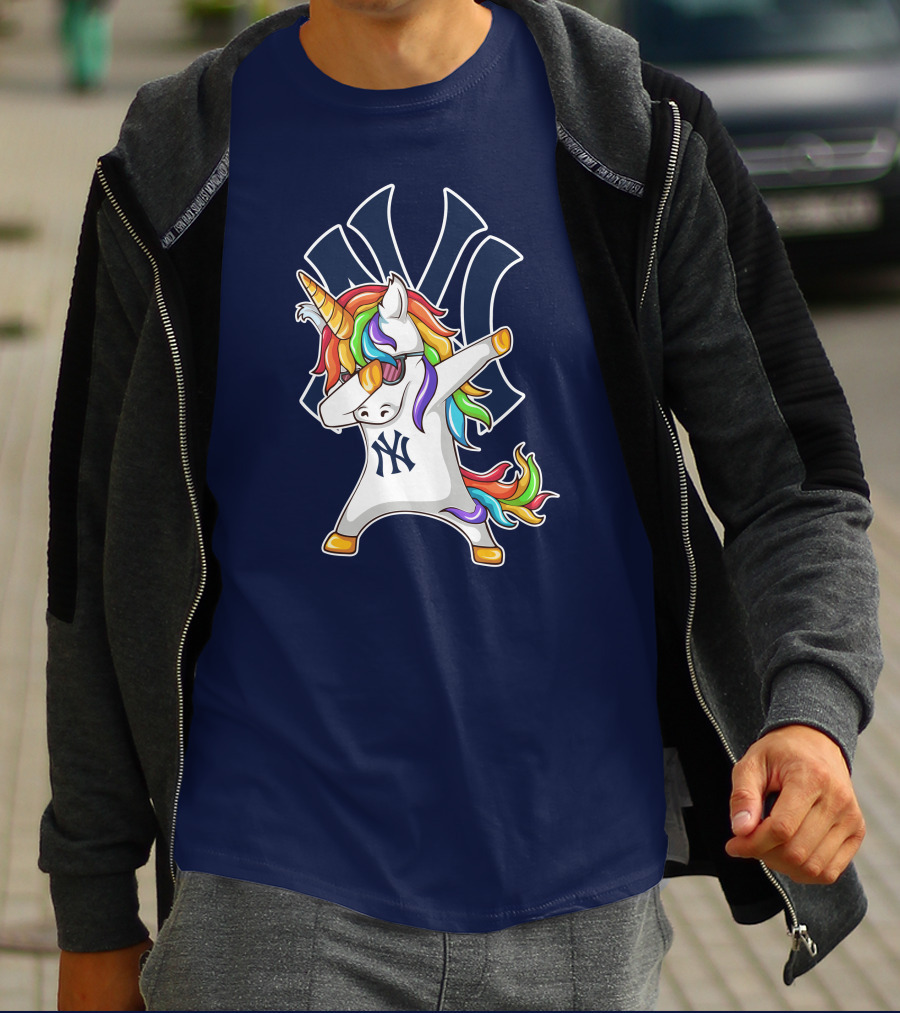 New York Yankees Unicorn Dabbing Rainbow T-Shirt