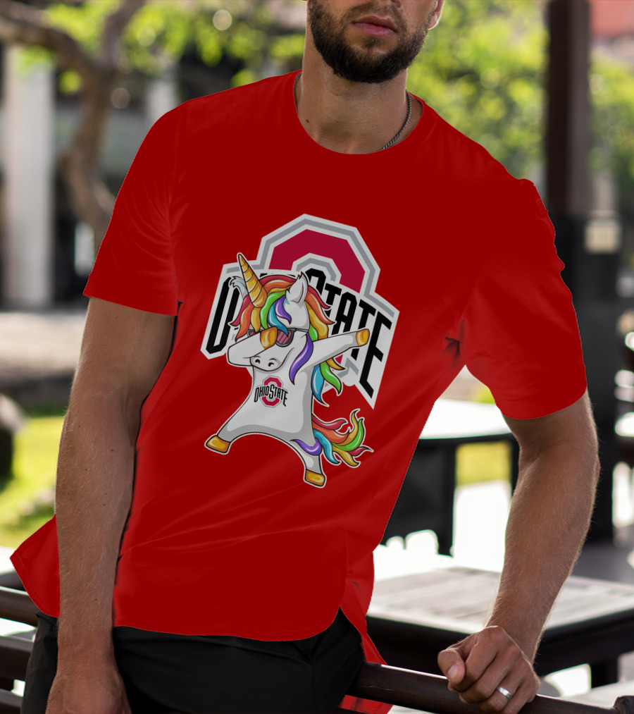 Ohio State Buckeyes Rainbow Unicorn Dabbing T-Shirt