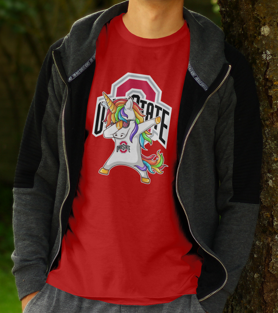 Ohio State Buckeyes Rainbow Unicorn Dabbing T-Shirt