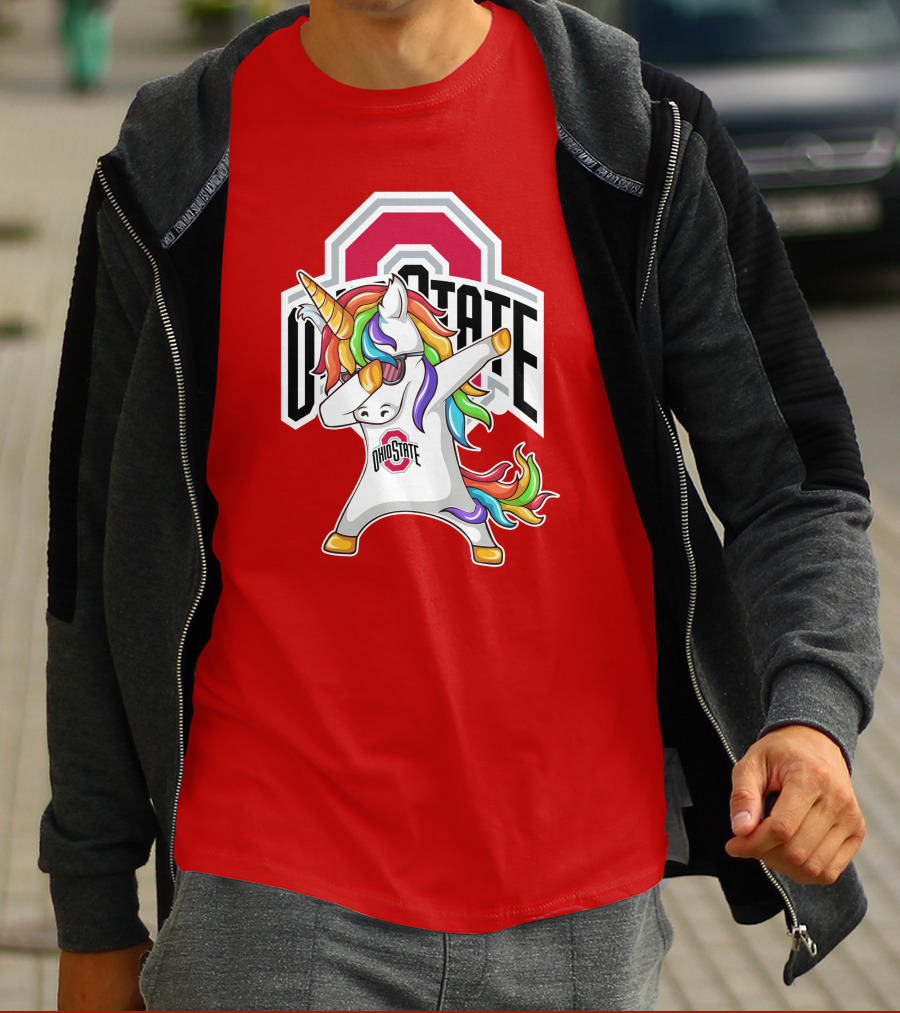Ohio State Buckeyes Rainbow Unicorn Dabbing T-Shirt