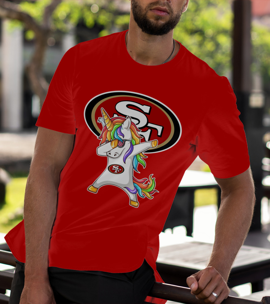 San Francisco 49ers SF Logo Rainbow Unicorn Dabbing T-Shirt