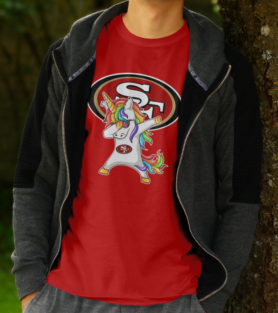 San Francisco 49ers SF Logo Rainbow Unicorn Dabbing T-Shirt