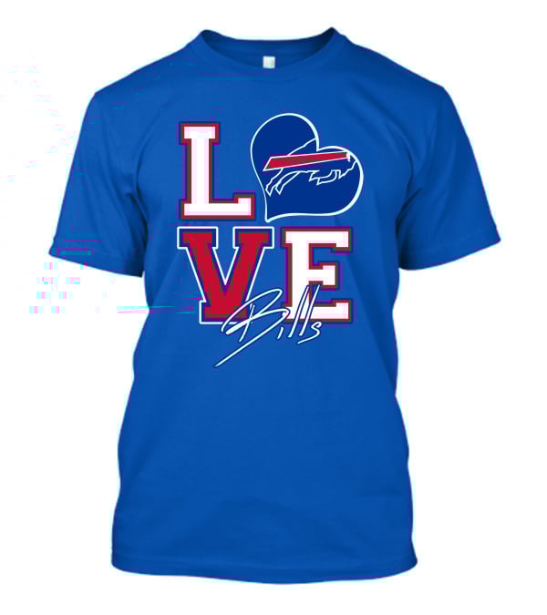 LOVE My Buffalo Bills Heart Logo Featuring Iconic Football Team Emblem T-Shirt
