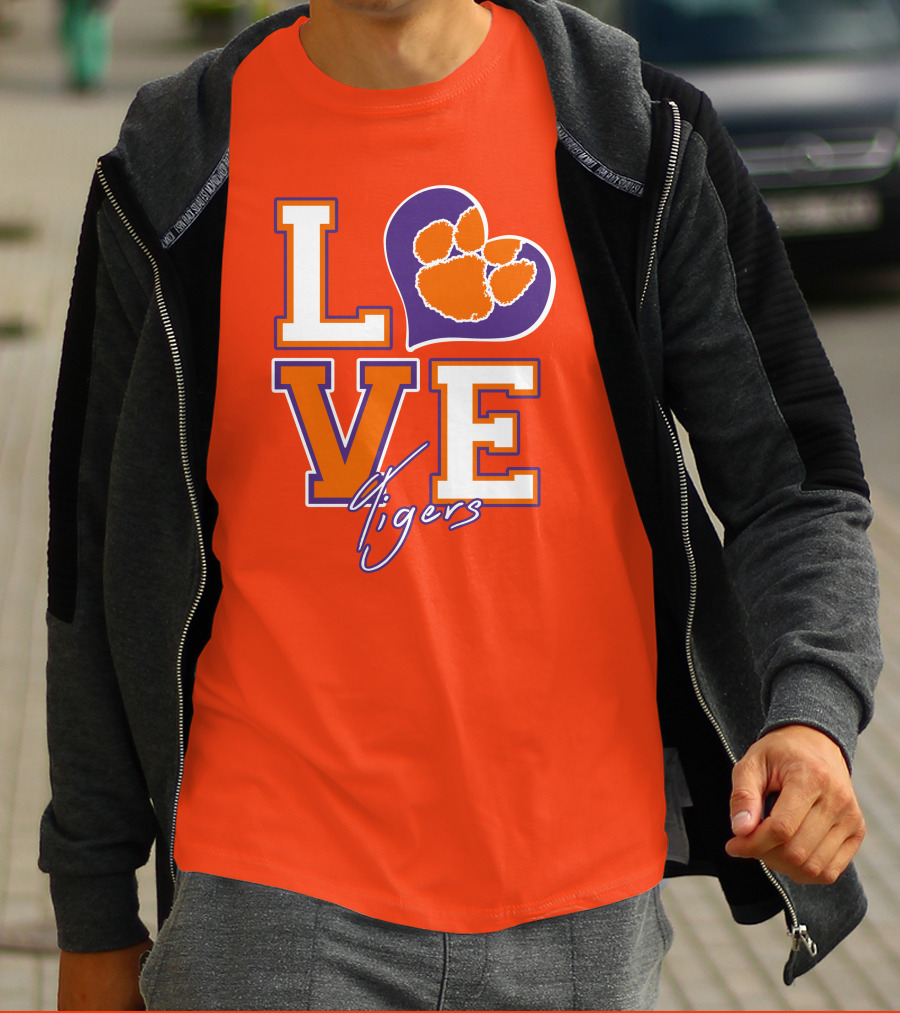 LOVE Heart Tigers Clemson T-Shirt