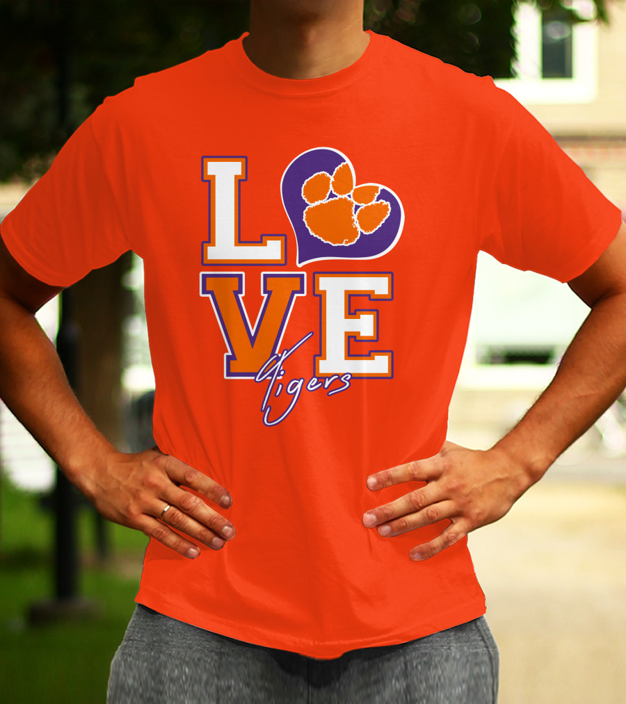 LOVE Heart Tigers Clemson T-Shirt