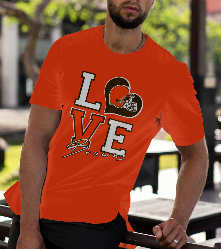 LOVE Browns Football Helmet Heart T-Shirt