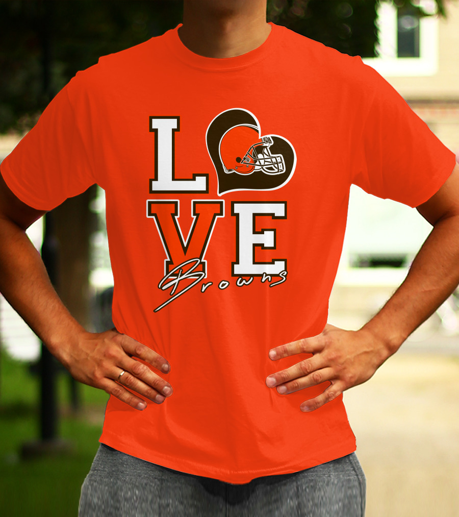 LOVE Browns Football Helmet Heart T-Shirt