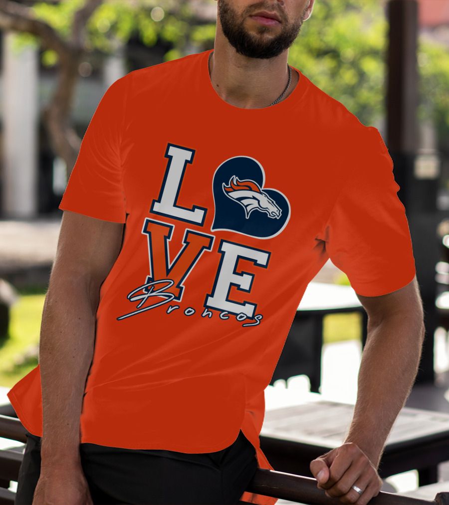 Love Broncos Denver Broncos Heart T-Shirt