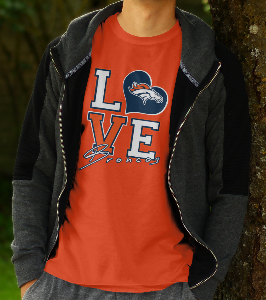Love Broncos Denver Broncos Heart T-Shirt