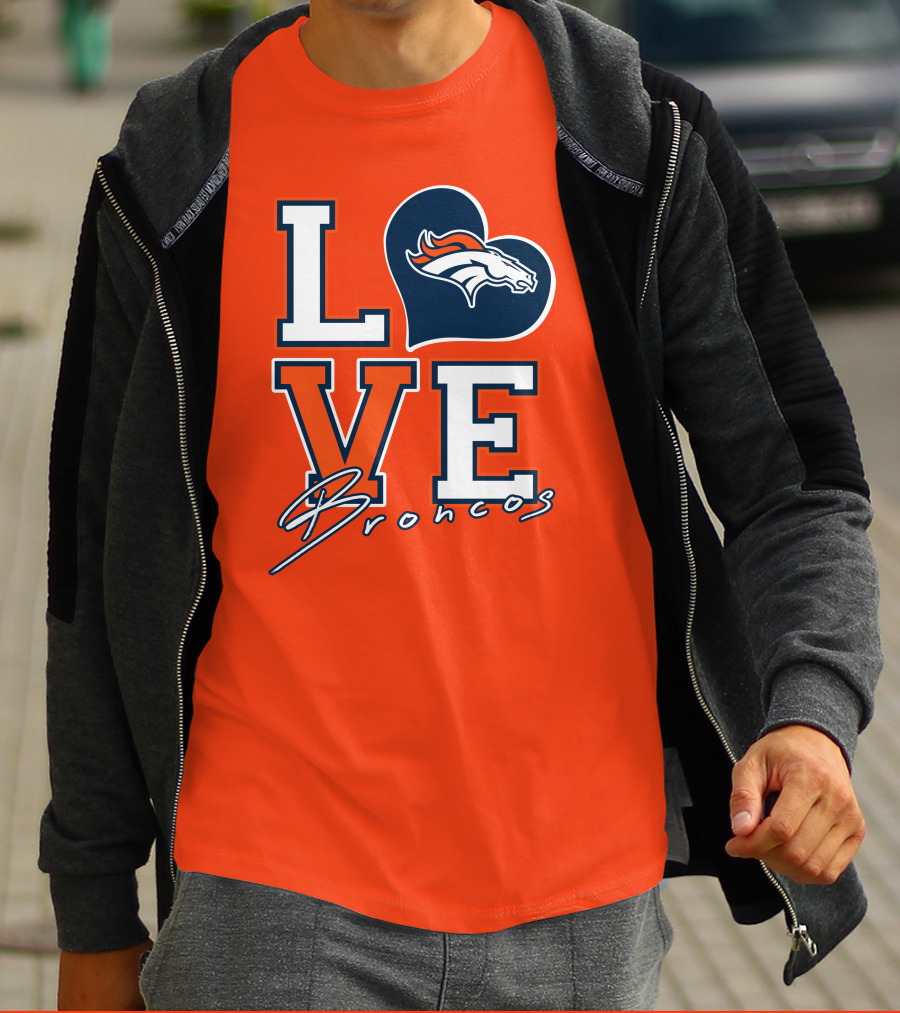 Love Broncos Denver Broncos Heart T-Shirt